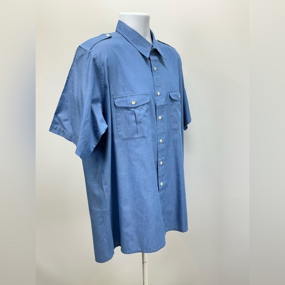 ROUNDTREE & YORKE Men’s blue short sleeve button down shirt w/epaulets size XL - Picture 6 of 10